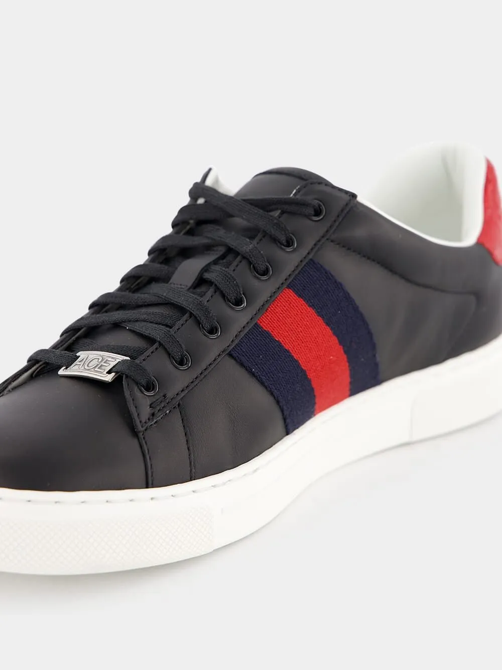 Ace Web-Trim Leather Sneakers