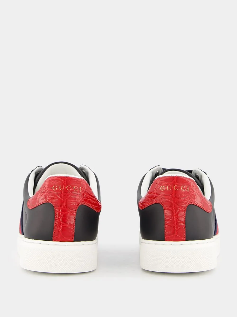 Ace Web-Trim Leather Sneakers