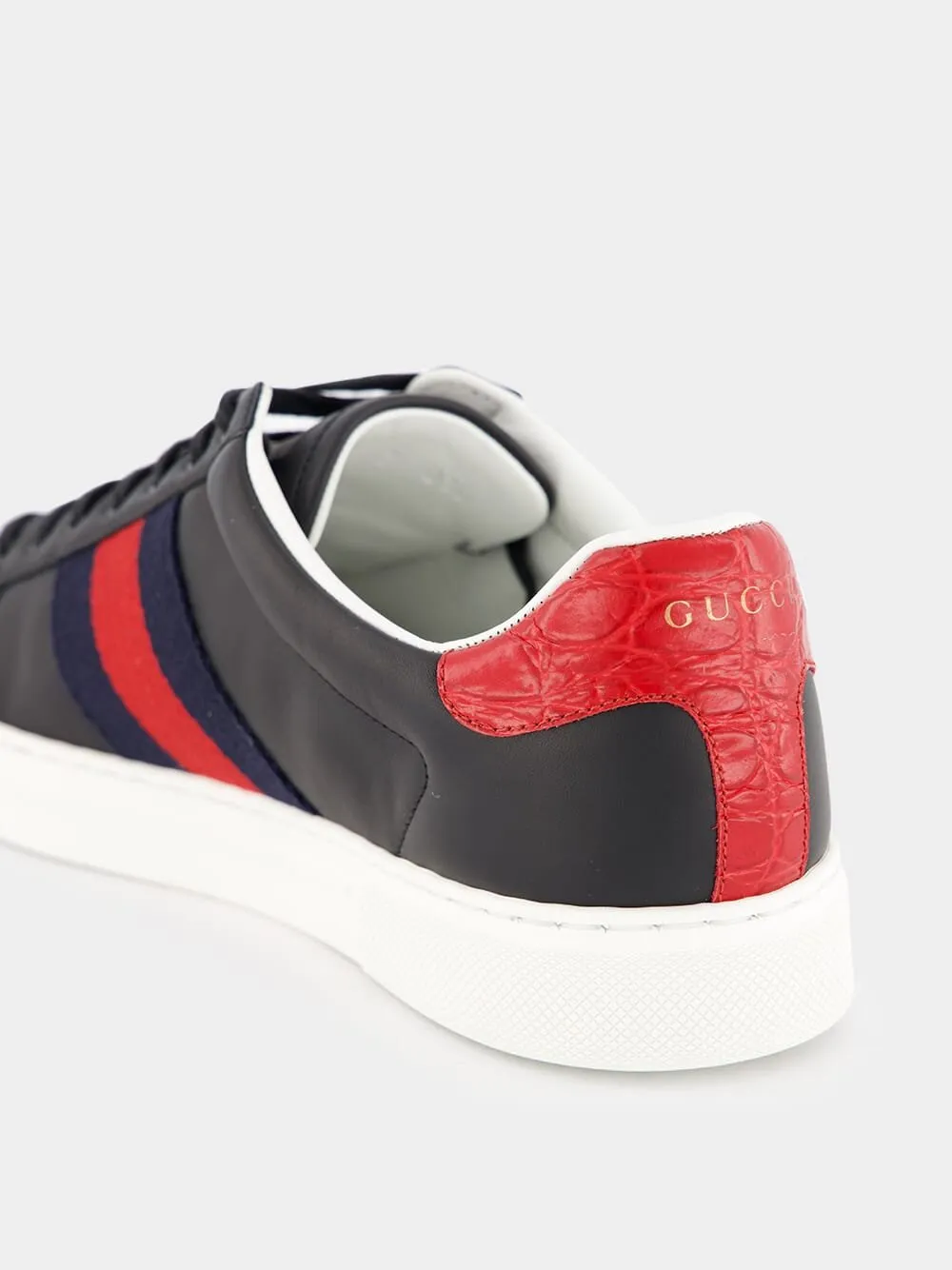 Ace Web-Trim Leather Sneakers