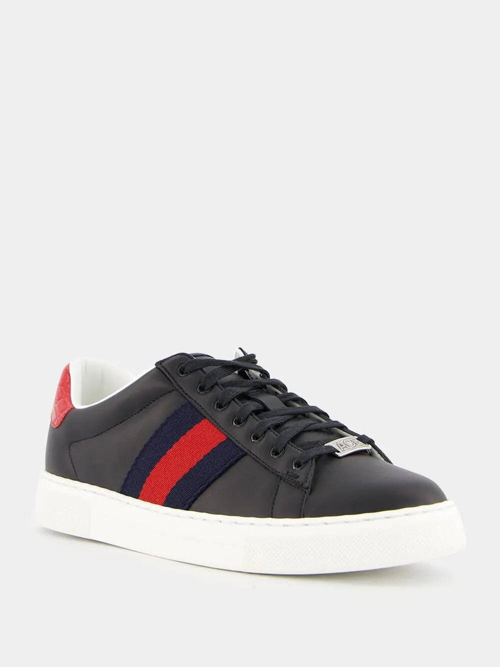 Ace Web-Trim Leather Sneakers