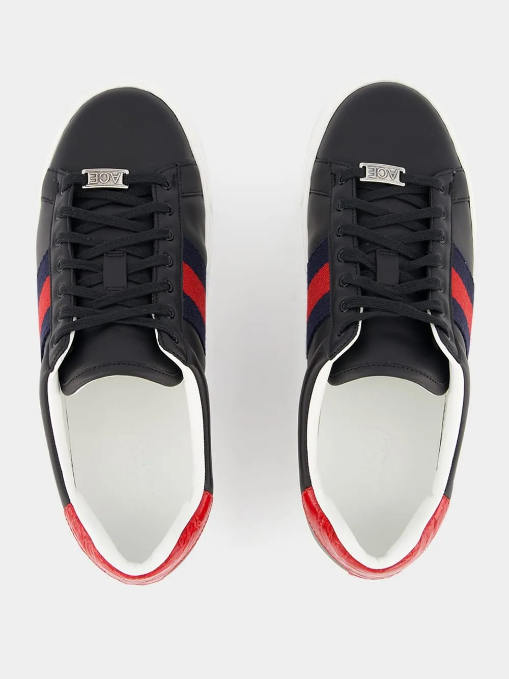 Ace Web-Trim Leather Sneakers