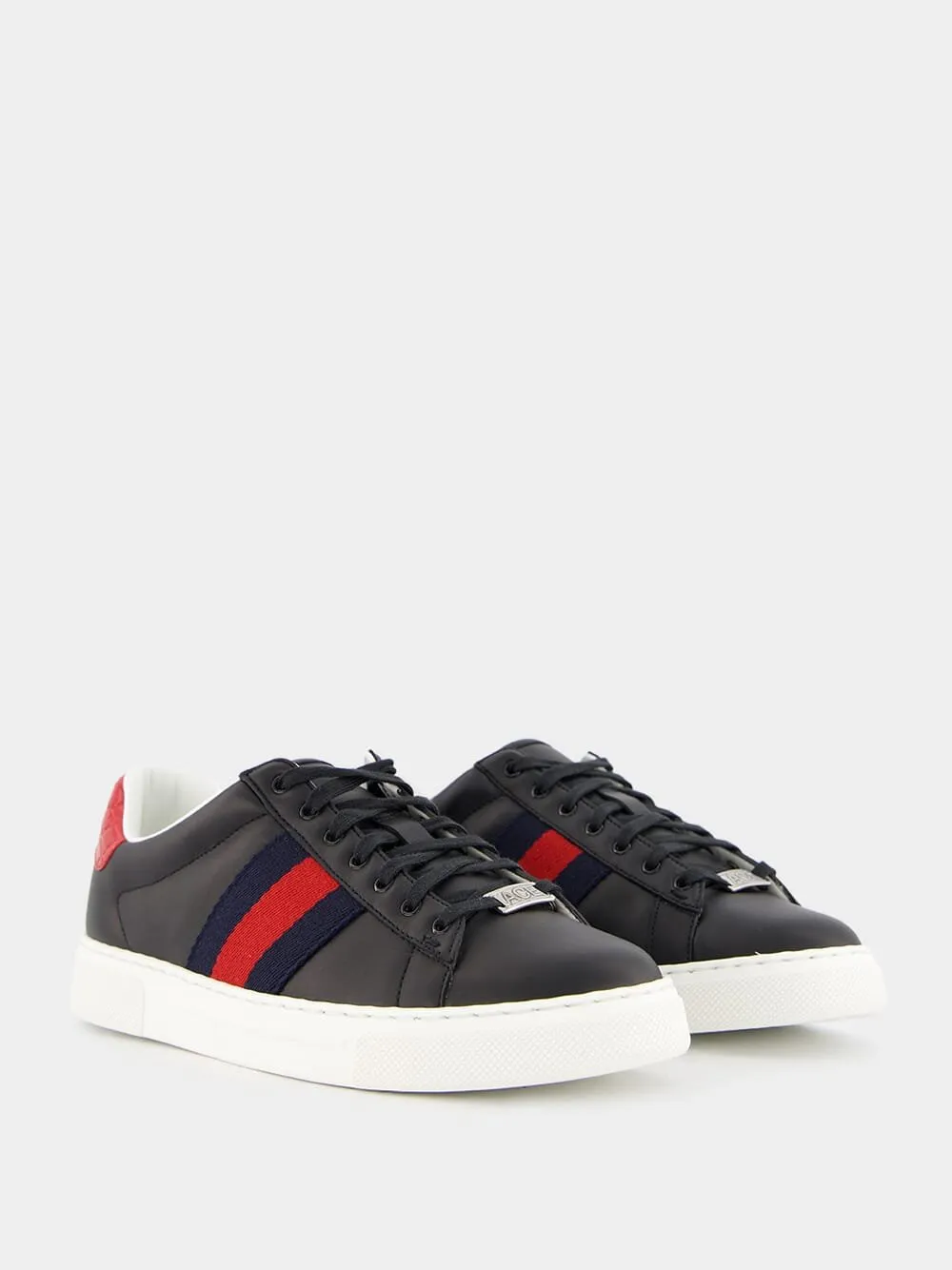 Ace Web-Trim Leather Sneakers