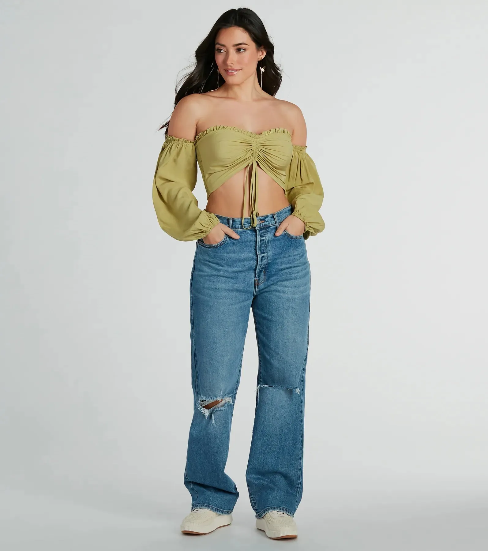 Alluring Daydream Off-The-Shoulder Crop Top