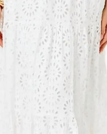 Beccalyn Eyelet Maxi Dress in Resort White Oversized Pinwheel Rayon Eyelet | Resort White Oversized Pinwheel Rayon Eyelet