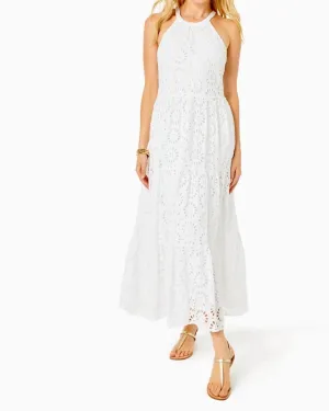 Beccalyn Eyelet Maxi Dress in Resort White Oversized Pinwheel Rayon Eyelet | Resort White Oversized Pinwheel Rayon Eyelet