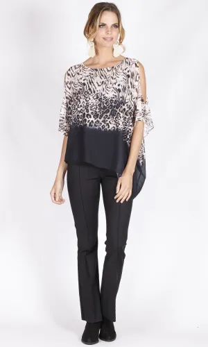 BS1016063-35NC Animal Print Asymmetric Loose Fit Chiffon Top (Pack)