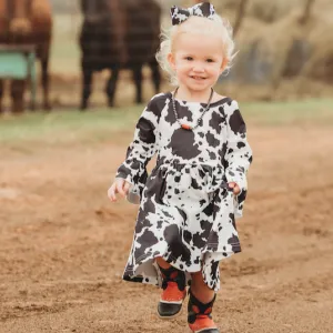 Cowprint Bell Sleeve Dress Baby (0-18M)