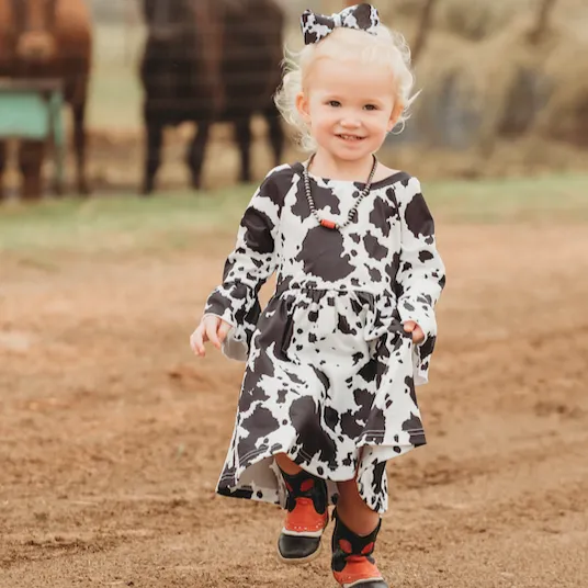 Cowprint Bell Sleeve Dress Baby (0-18M)