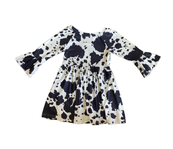 Cowprint Bell Sleeve Dress Baby (0-18M)