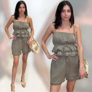 Gauze Lace Trim Cami and Shorts Set