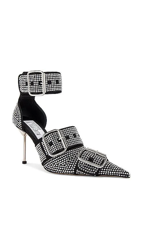 GIUSEPPE DI MORABITO Buckles Rhinestone Heels in Black