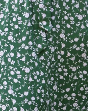 Green Maxi Dress with White Floral Print | Green