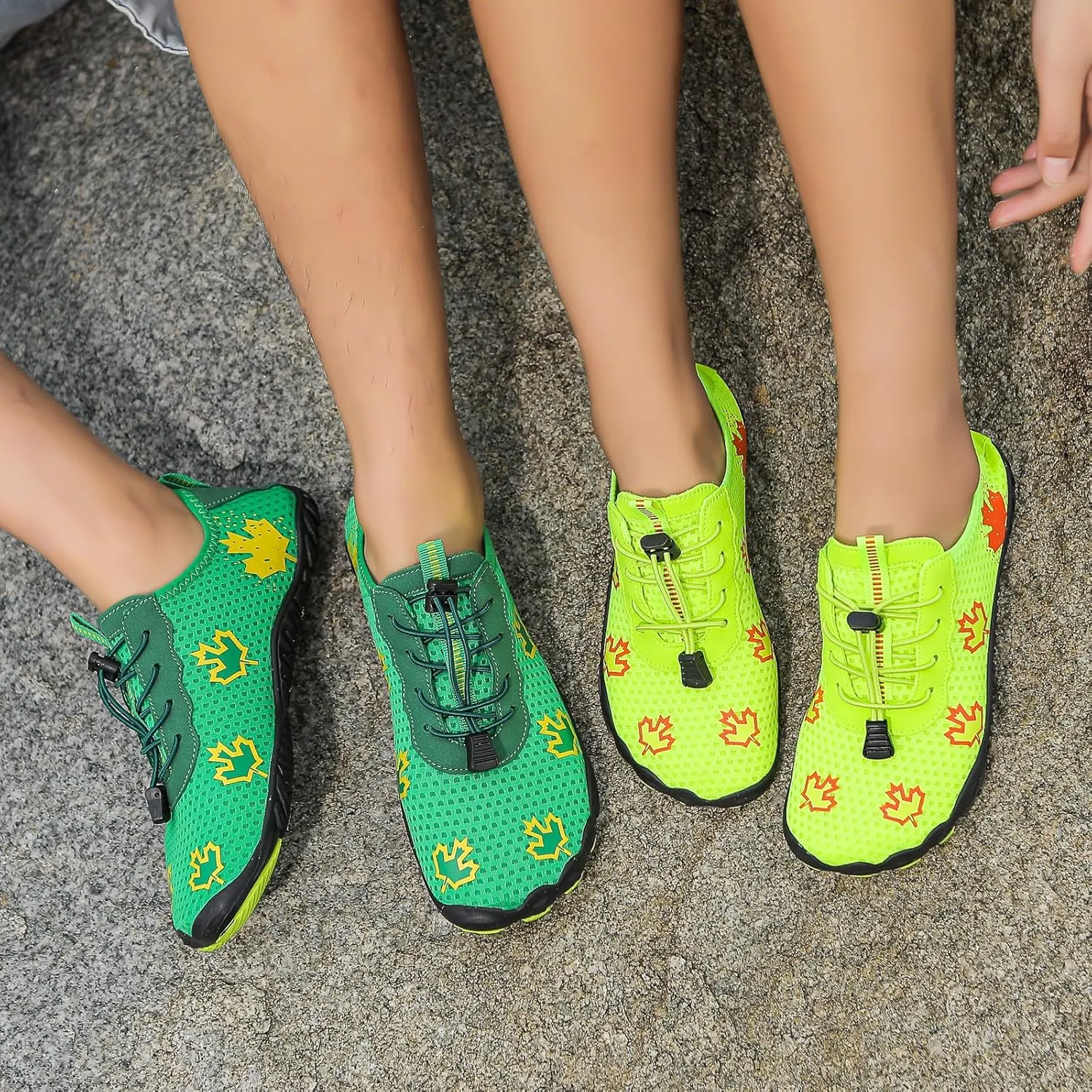 Hiking Barefoot Shoes for Women Men Wide Toe Box&Zero Drop Grounded Footwear,Quick Dry Non-Slip Travel Walking Trail Shoes,Fashion Maple Leaf Athletic Water Resistant Barefoot Footwear