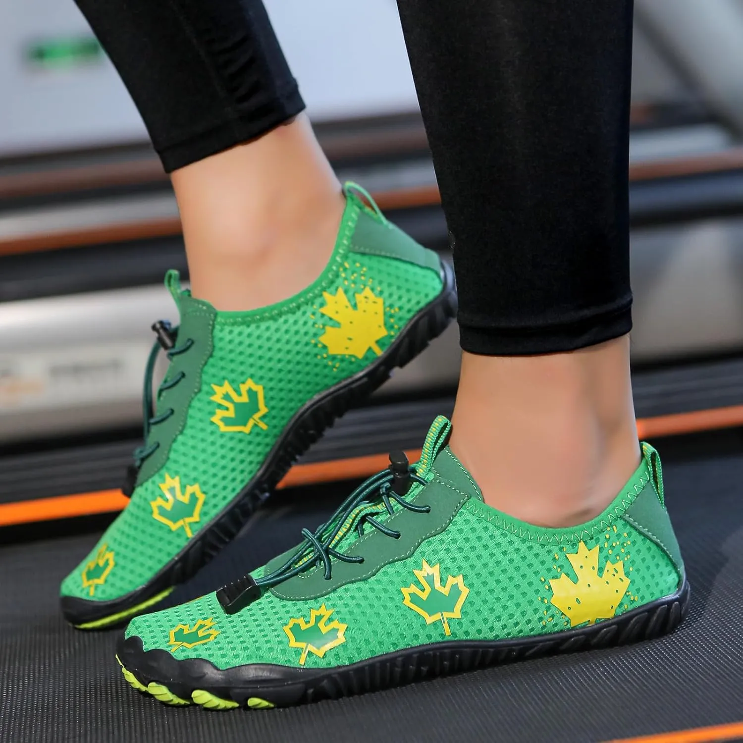 Hiking Barefoot Shoes for Women Men Wide Toe Box&Zero Drop Grounded Footwear,Quick Dry Non-Slip Travel Walking Trail Shoes,Fashion Maple Leaf Athletic Water Resistant Barefoot Footwear
