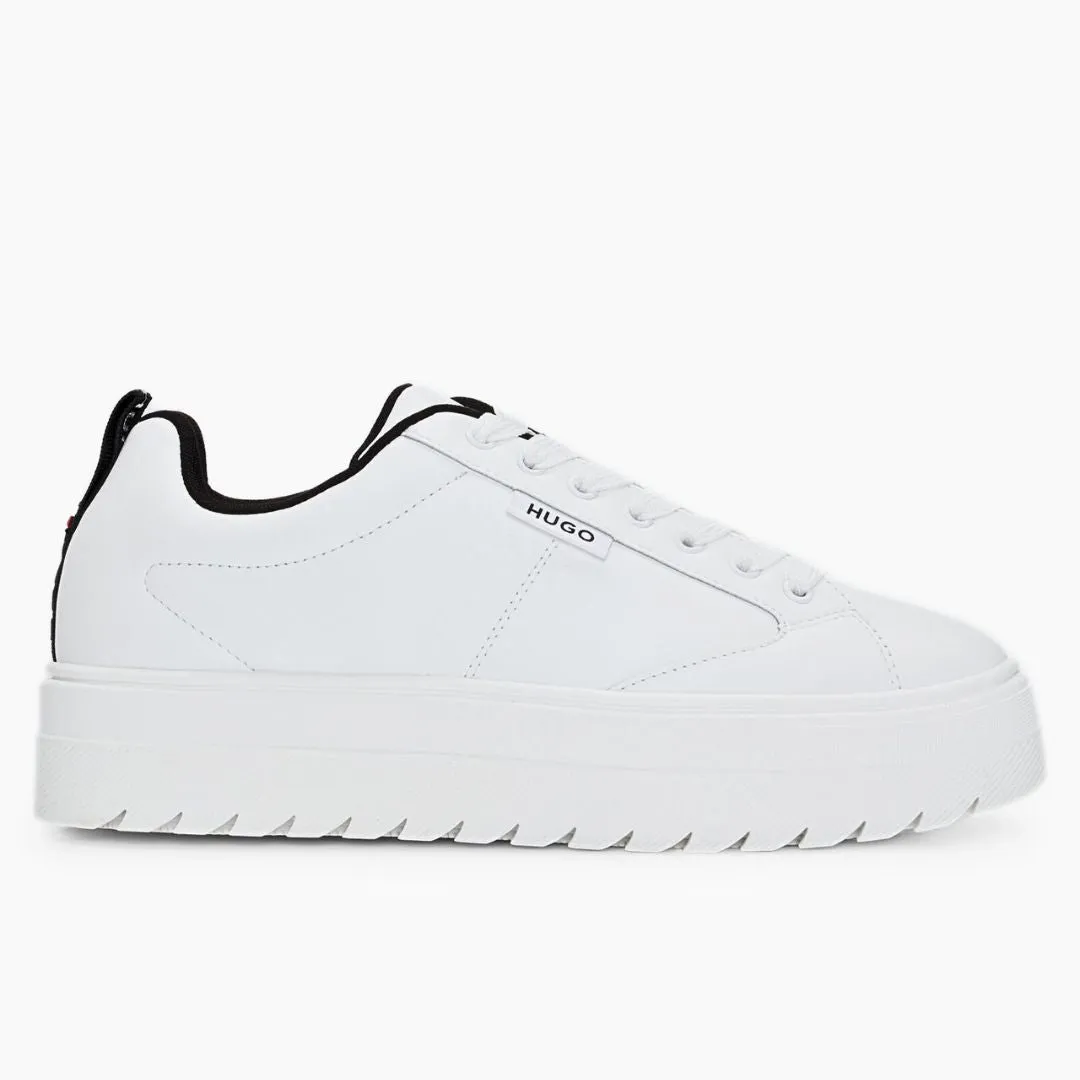 HUGO BOSS Lyssa Platform Logo Flag Signature Details Trainers 50520718-WHT