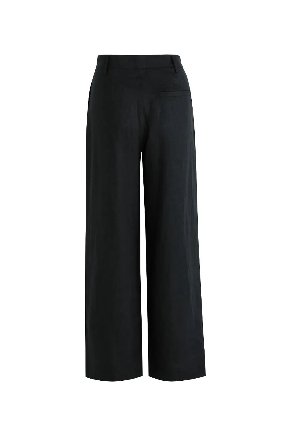 Island Black Linen Pleat Front Wide Leg Pant