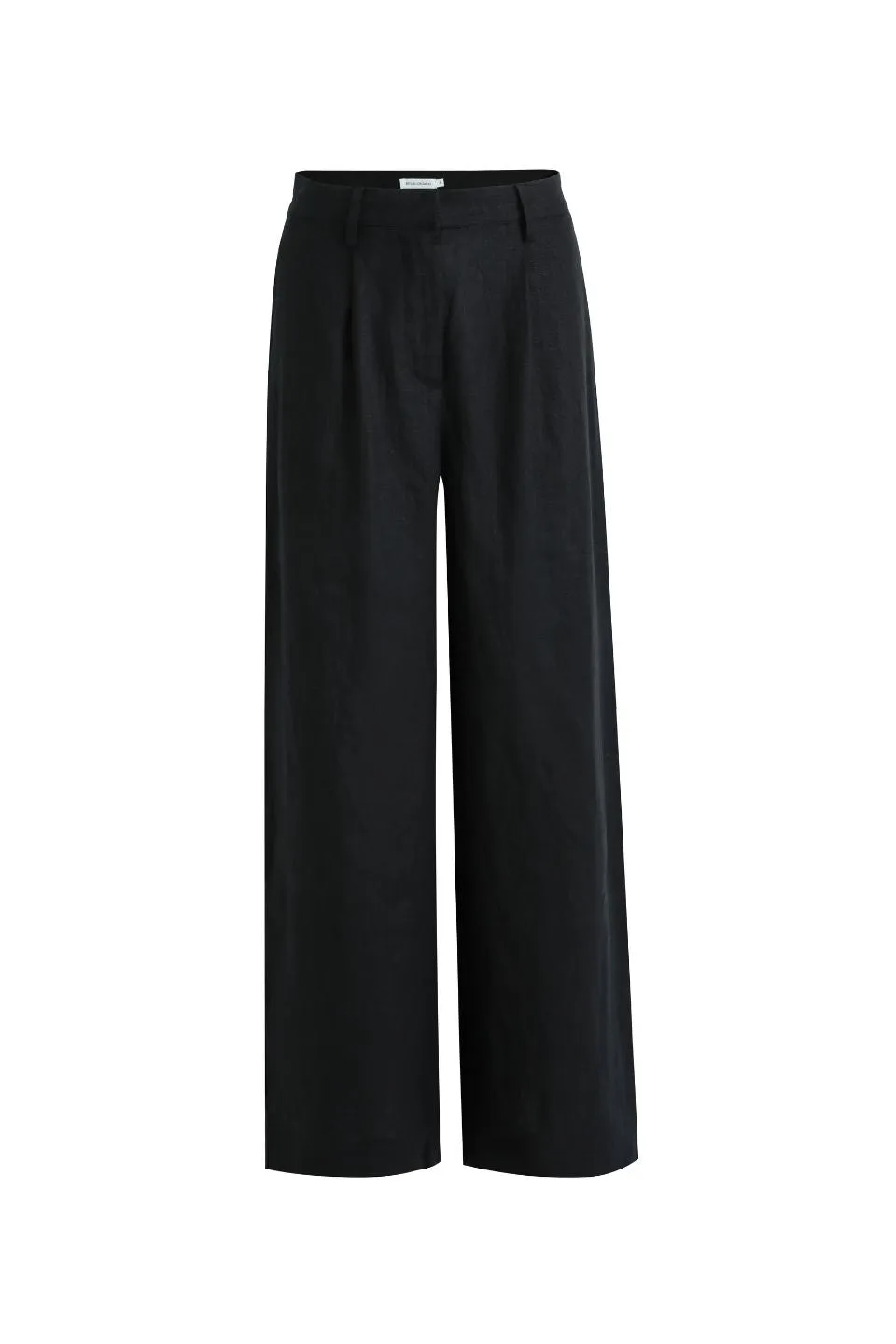 Island Black Linen Pleat Front Wide Leg Pant