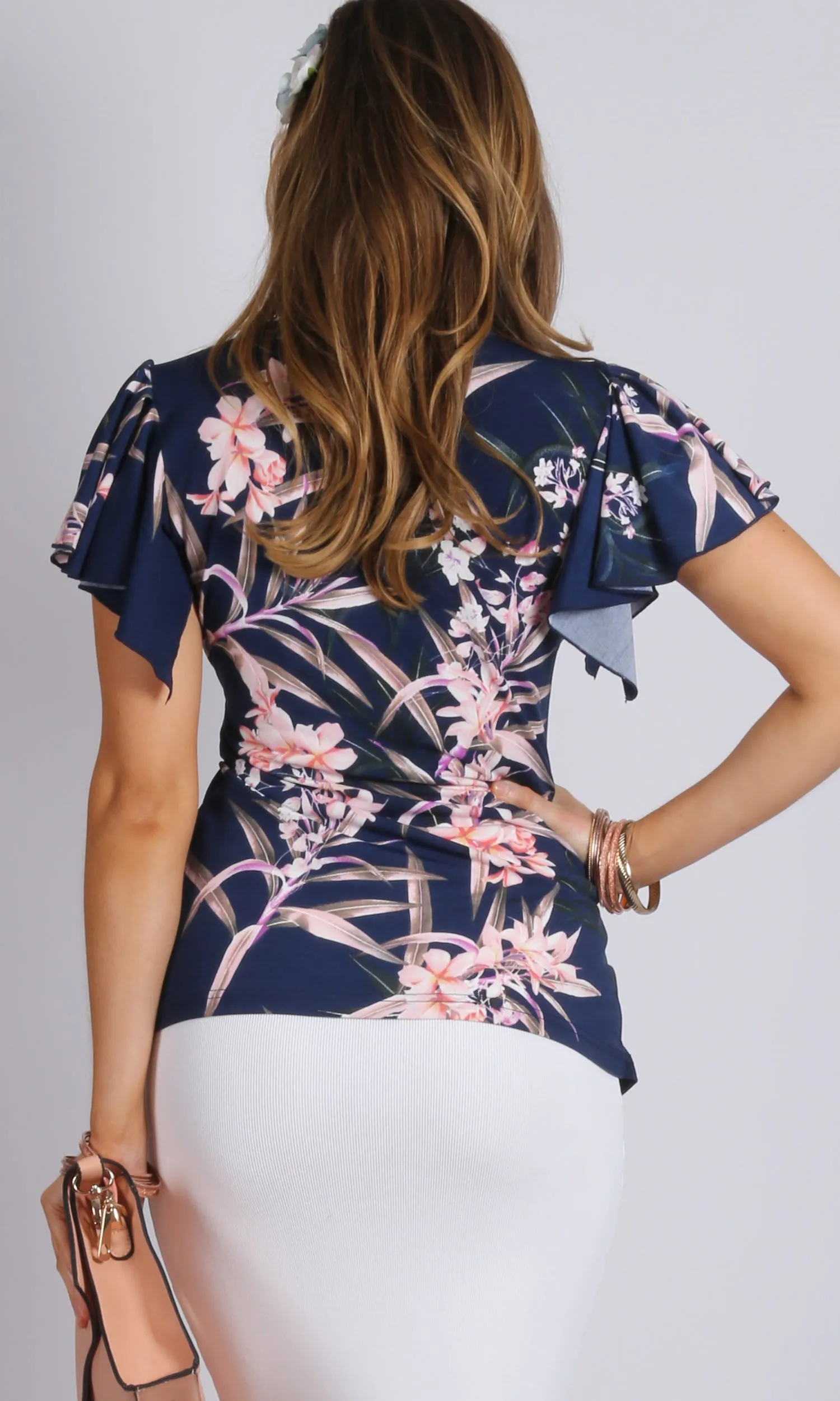 JS0024-34TB Wrap Style Cap Sleeve Top (Pack)