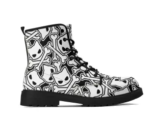 Kitty Skulls Leather Boots