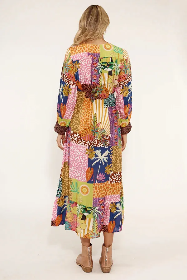 Lula Life San Sebastian Midi Dress Multi S
