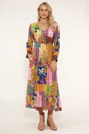 Lula Life San Sebastian Midi Dress Multi S