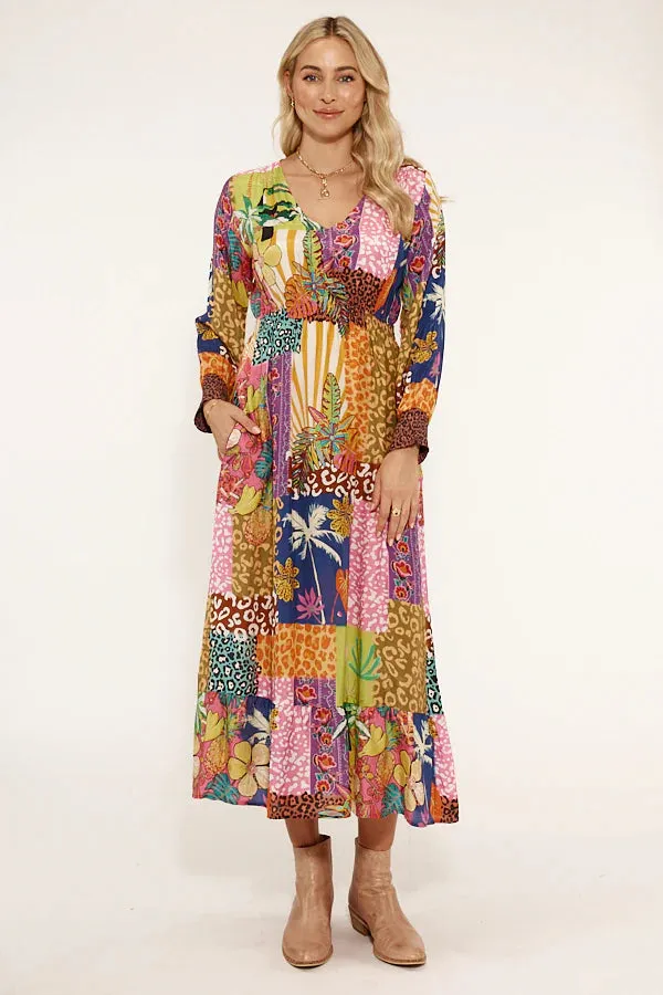 Lula Life San Sebastian Midi Dress Multi S