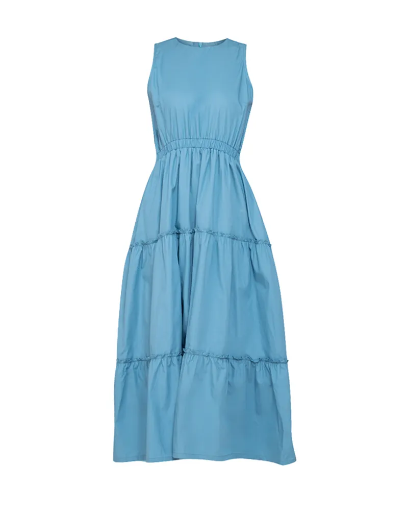 Maya Sleeveless Tiered Cotton Maxi Dress