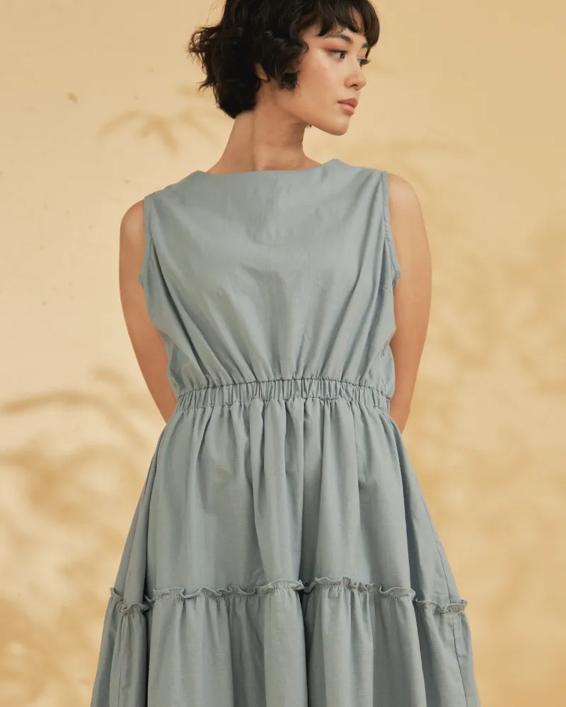Maya Sleeveless Tiered Cotton Maxi Dress