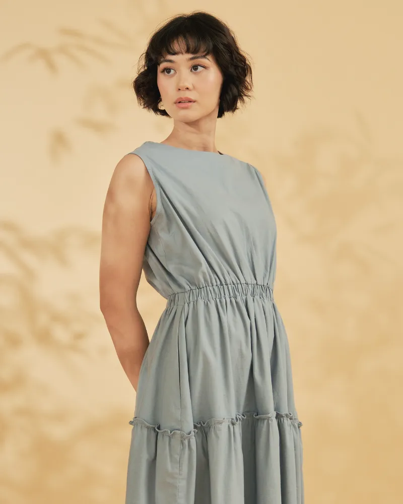 Maya Sleeveless Tiered Cotton Maxi Dress