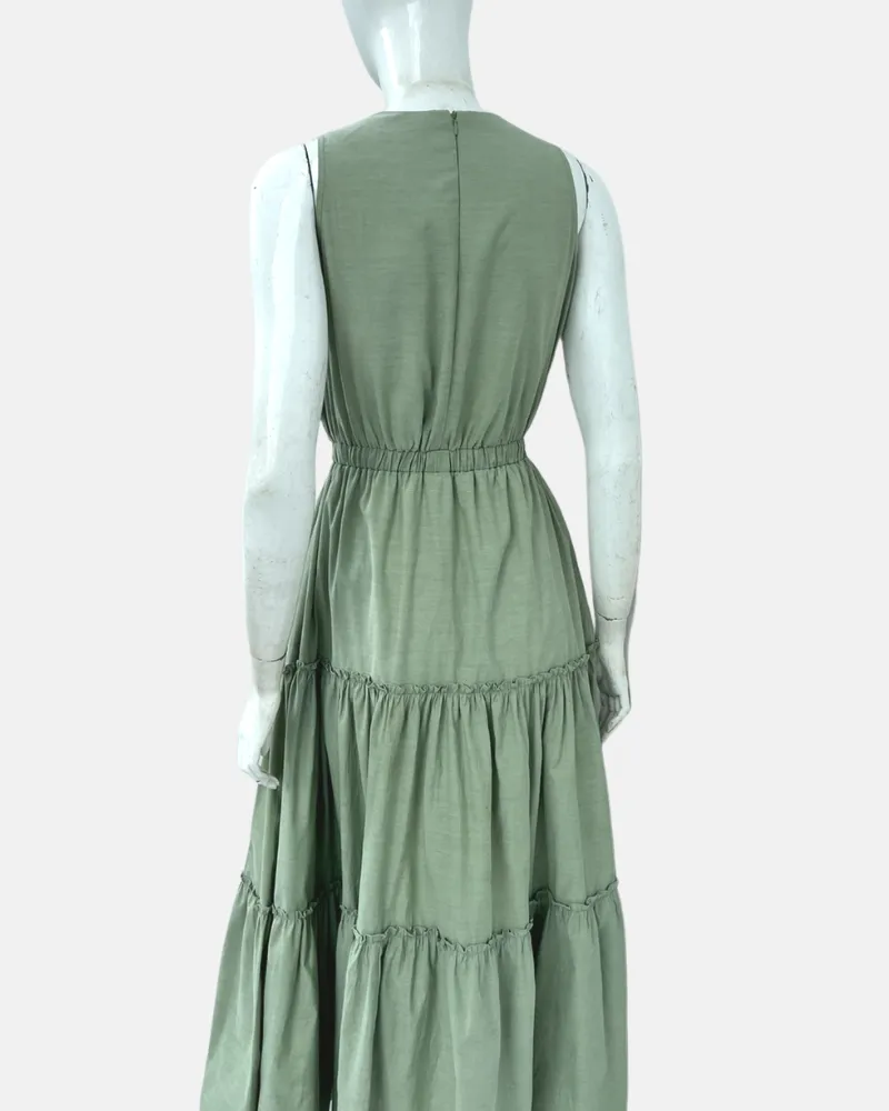 Maya Sleeveless Tiered Cotton Maxi Dress