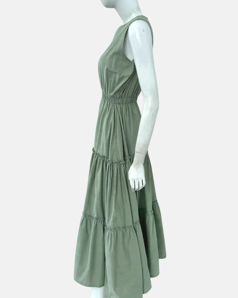 Maya Sleeveless Tiered Cotton Maxi Dress