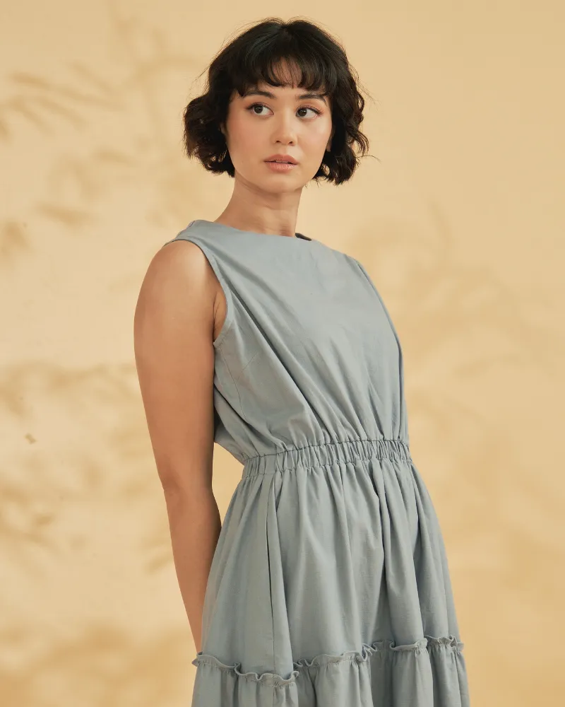 Maya Sleeveless Tiered Cotton Maxi Dress