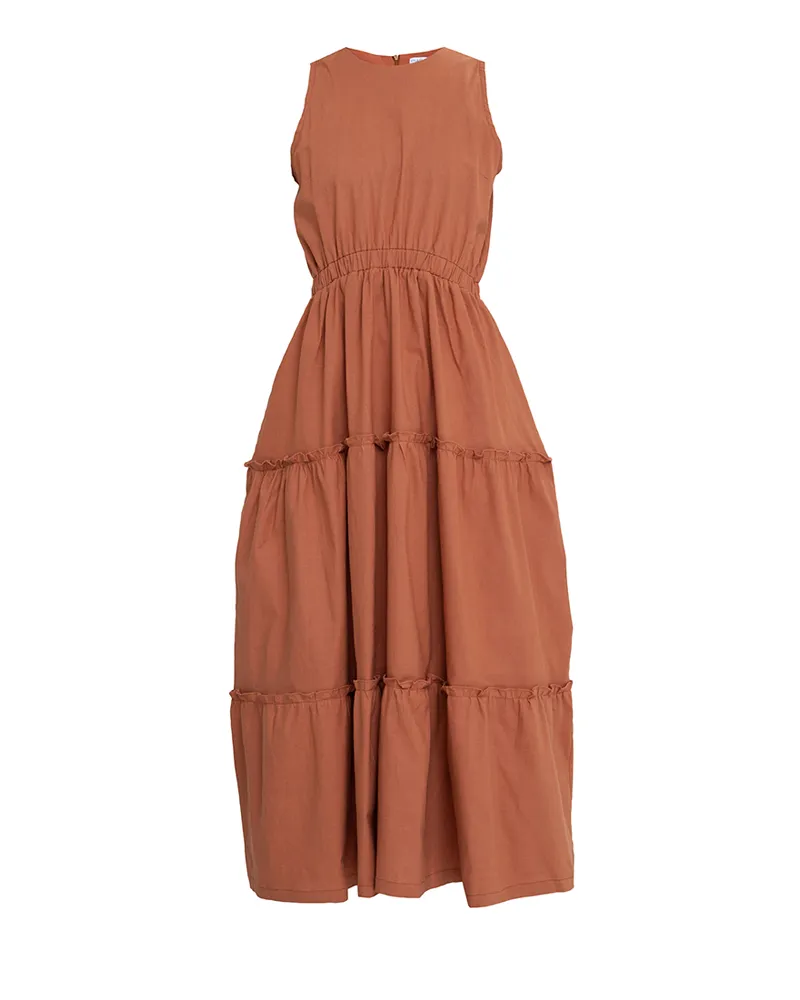 Maya Sleeveless Tiered Cotton Maxi Dress