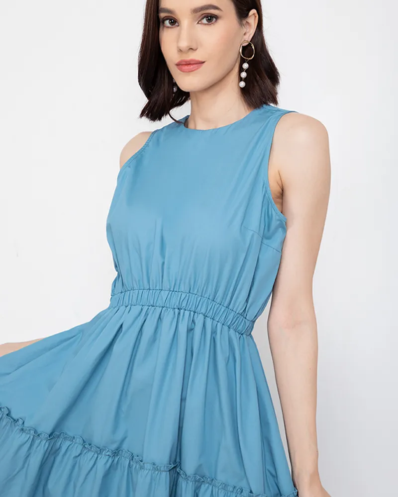 Maya Sleeveless Tiered Cotton Maxi Dress