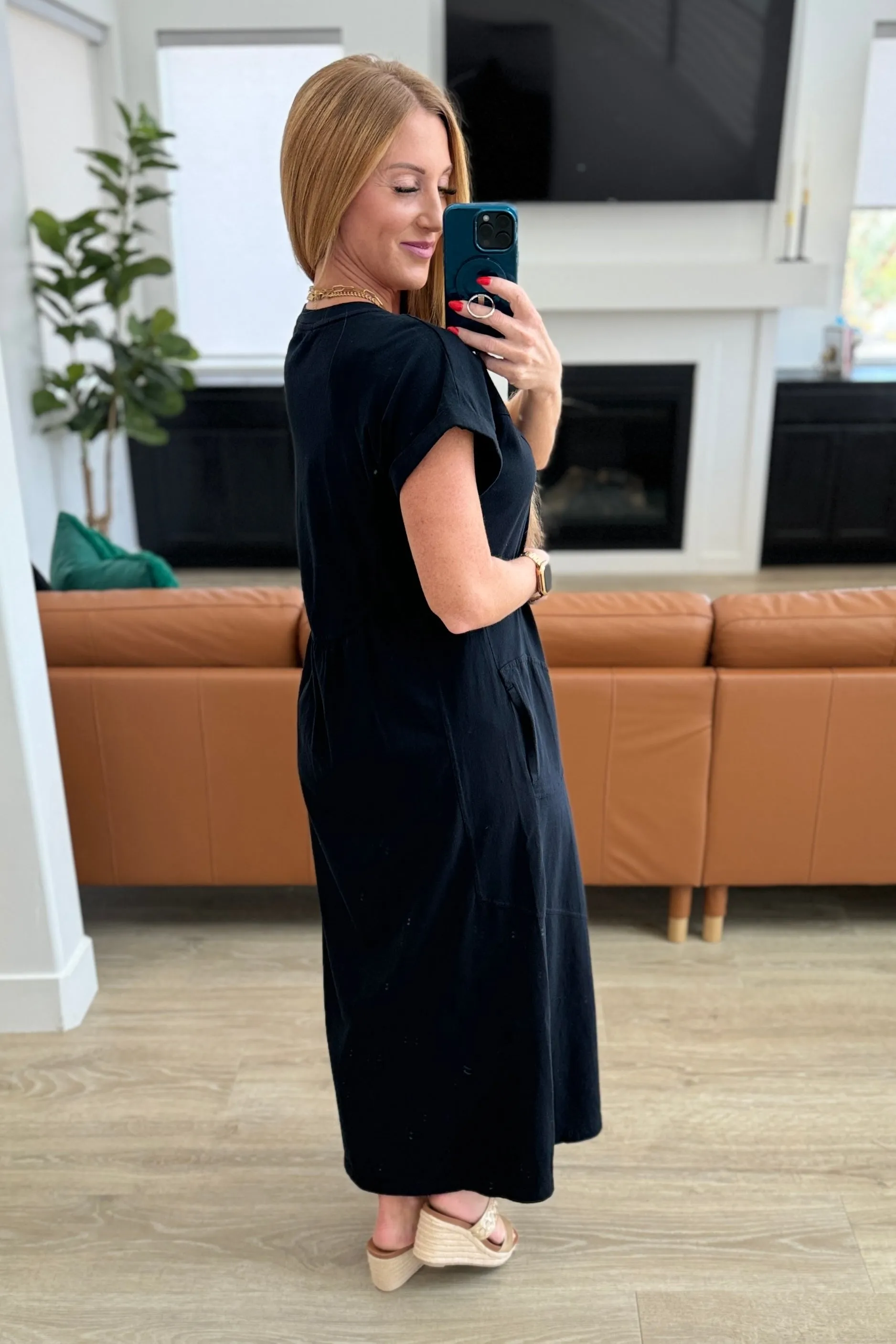 Modern Maritime Shift Maxi Dress in Black- RAE MODE