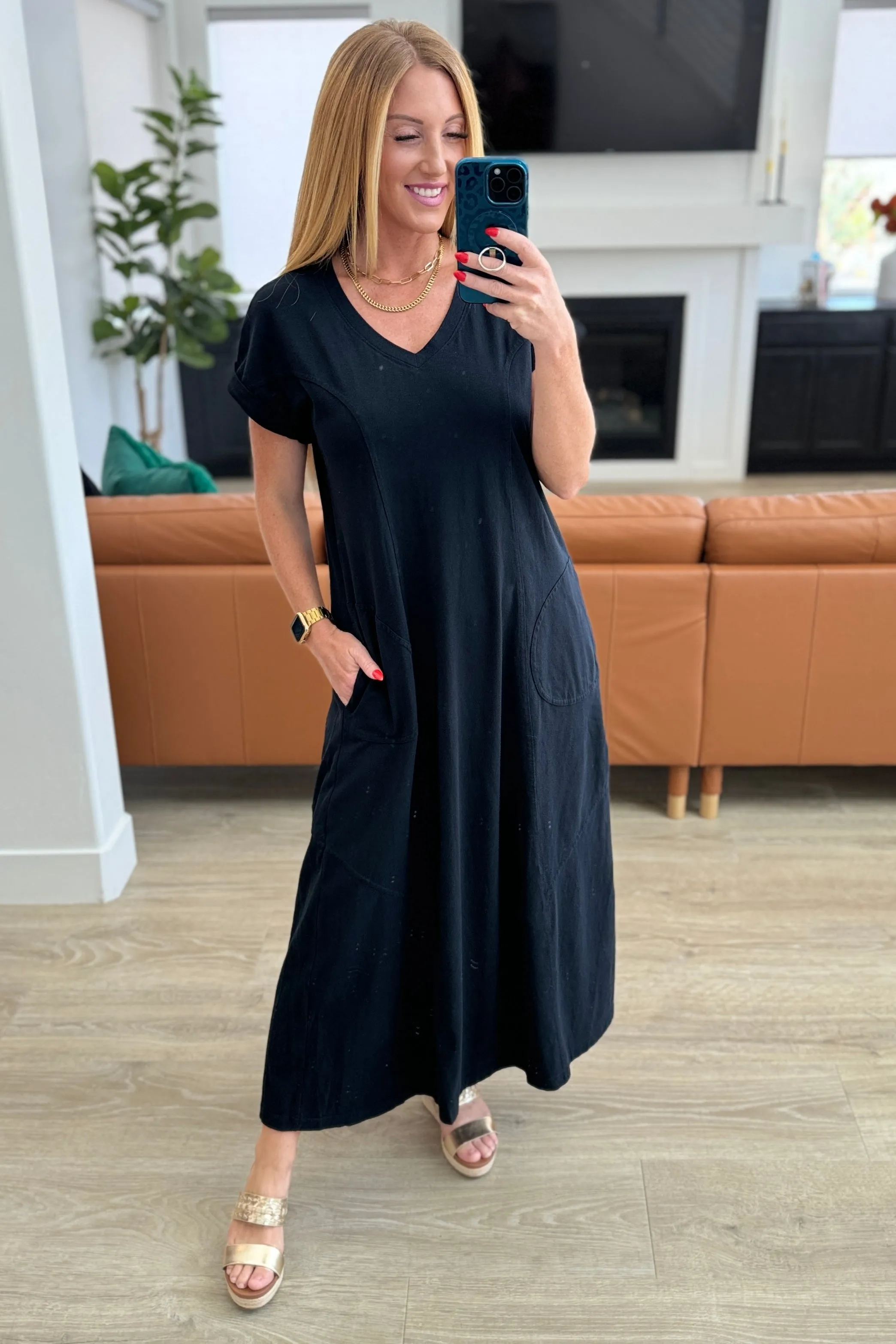 Modern Maritime Shift Maxi Dress in Black- RAE MODE