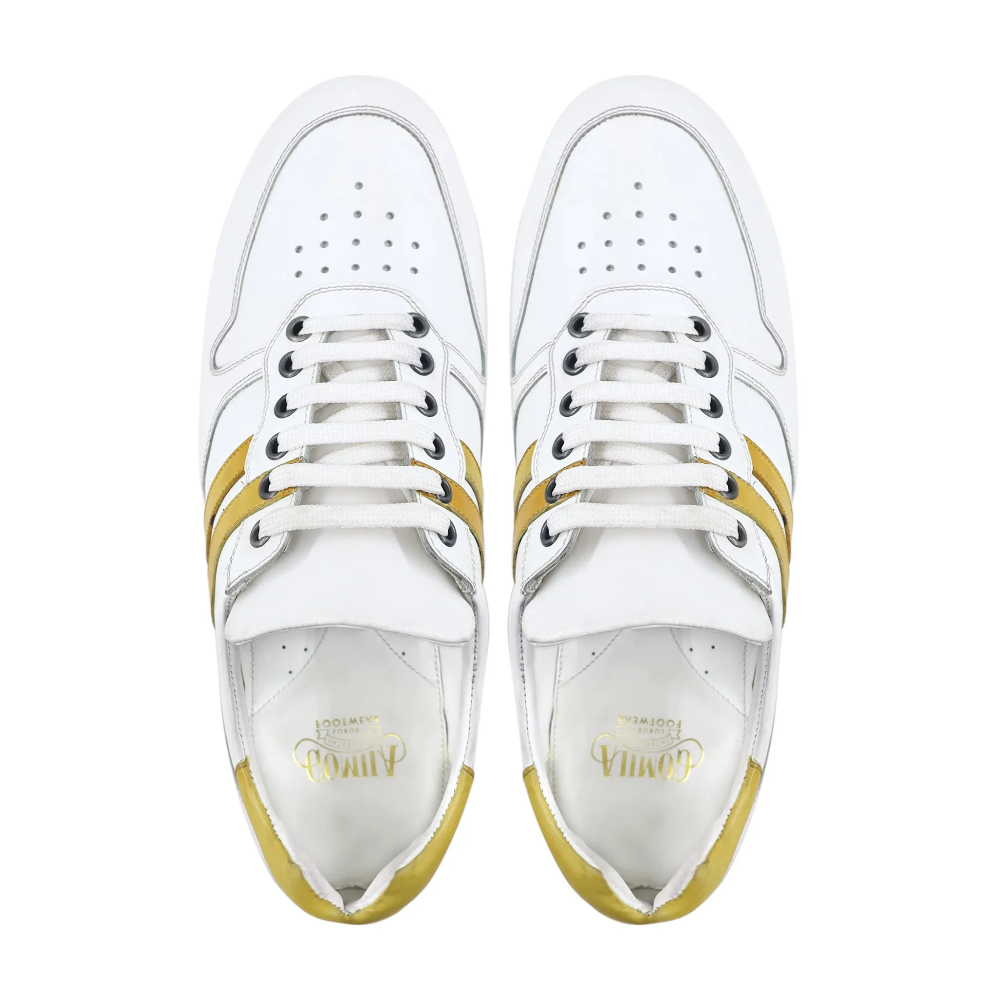 Perlan - Men's White and Yellow Calf Leather Jogger