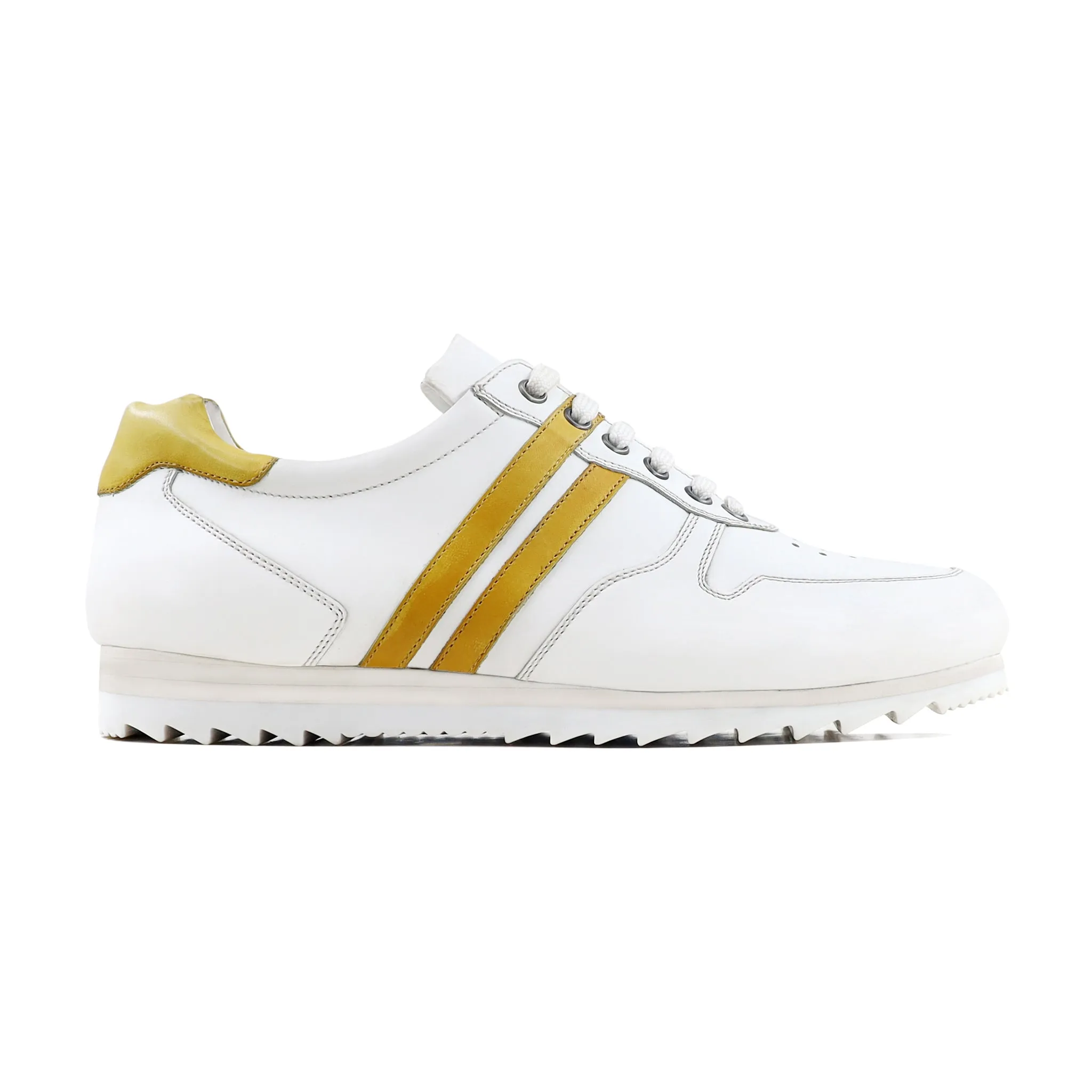 Perlan - Men's White and Yellow Calf Leather Jogger