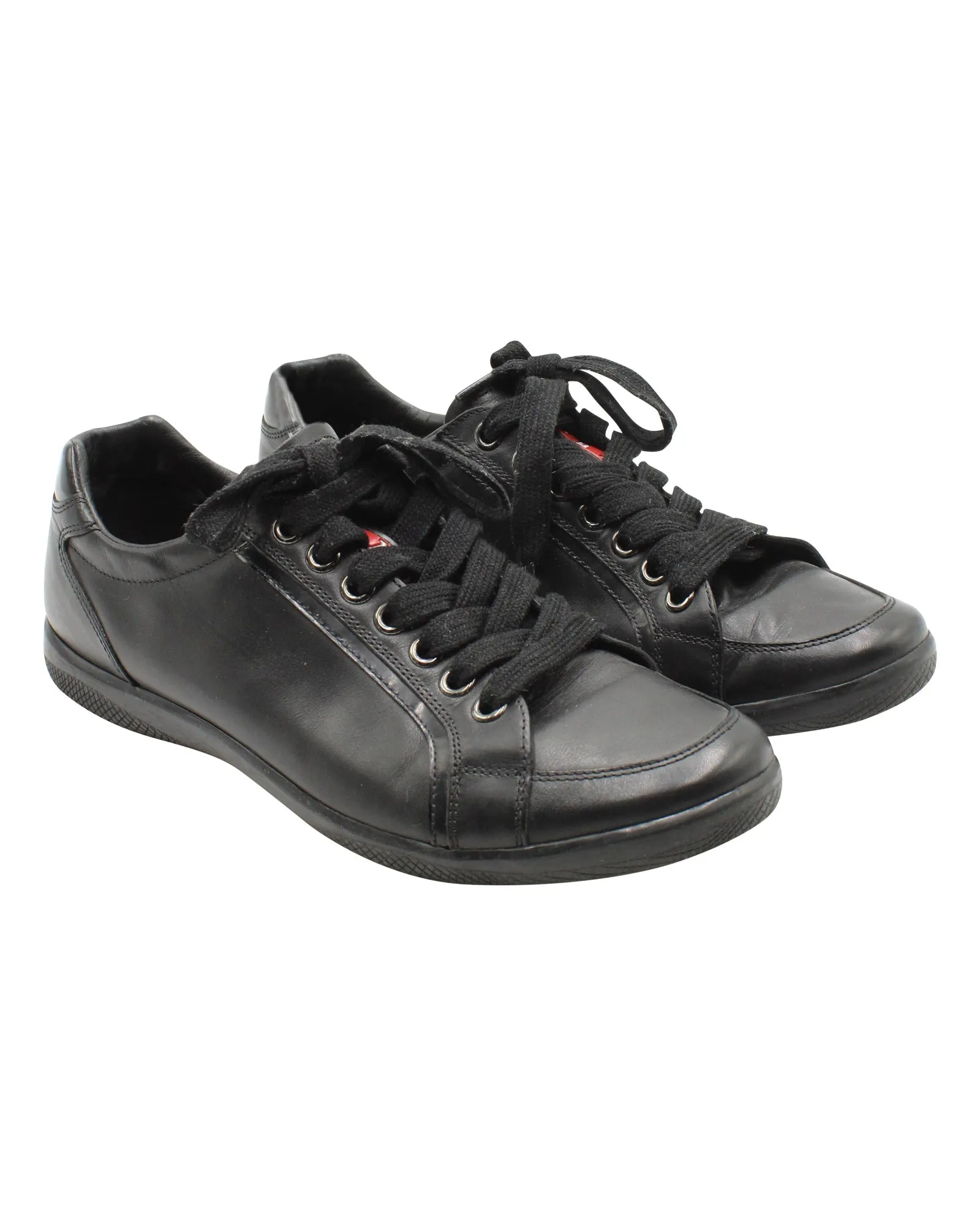 Prada Low Top Sneakers in Black Leather
