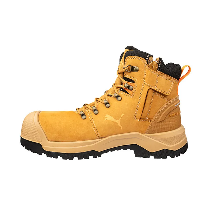 Puma Wheat Iron HD Mid Fibreglass Toe Cap Zip Sided Lace Up Safety Boot With Scuff Cap (632767) (Pre Order)