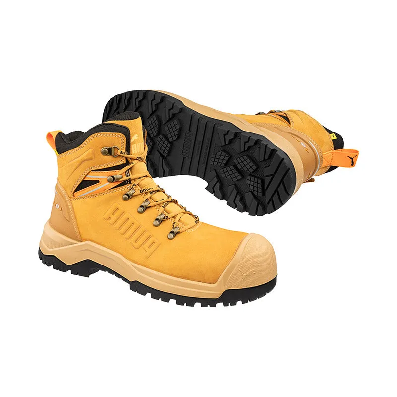 Puma Wheat Iron HD Mid Fibreglass Toe Cap Zip Sided Lace Up Safety Boot With Scuff Cap (632767) (Pre Order)