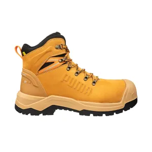 Puma Wheat Iron HD Mid Fibreglass Toe Cap Zip Sided Lace Up Safety Boot With Scuff Cap (632767) (Pre Order)