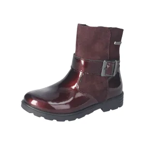 Ricosta Ranka Waterproof Wine Patent Girls Mid Calf Zip Boots