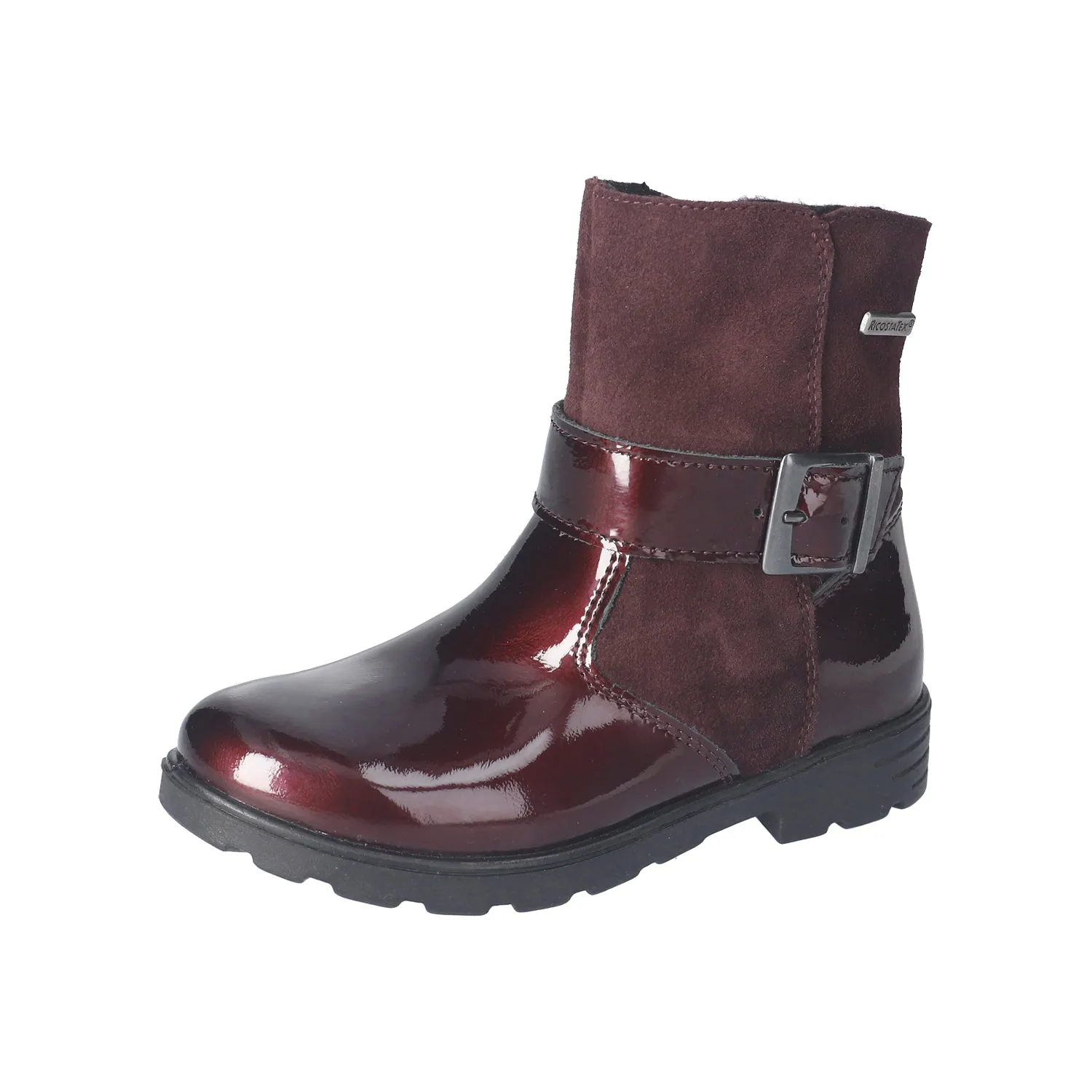 Ricosta Ranka Waterproof Wine Patent Girls Mid Calf Zip Boots