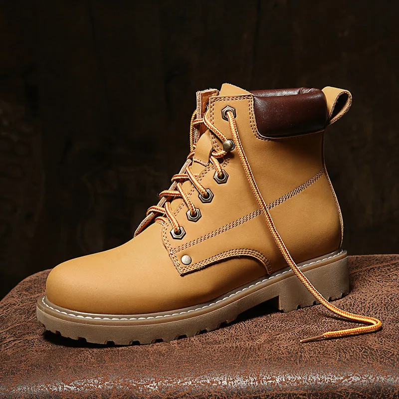 Round Toe Lace Up Martin Short Flat Boots