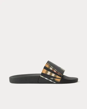 Sliced Check Print Black Slides
