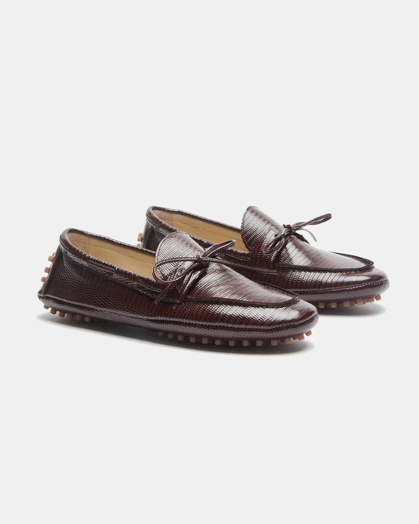 Snake Embossed Driver Moccasins