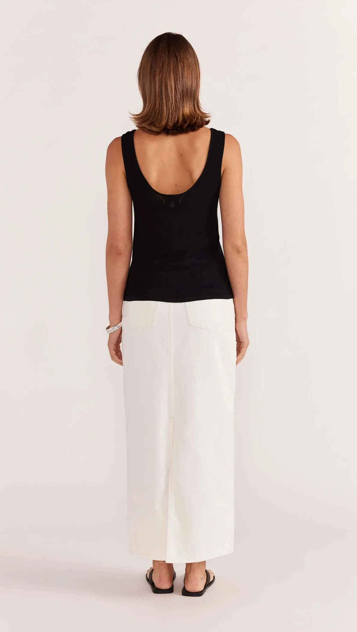 Staple The Label Dusk Sheer Knit Tank - Black