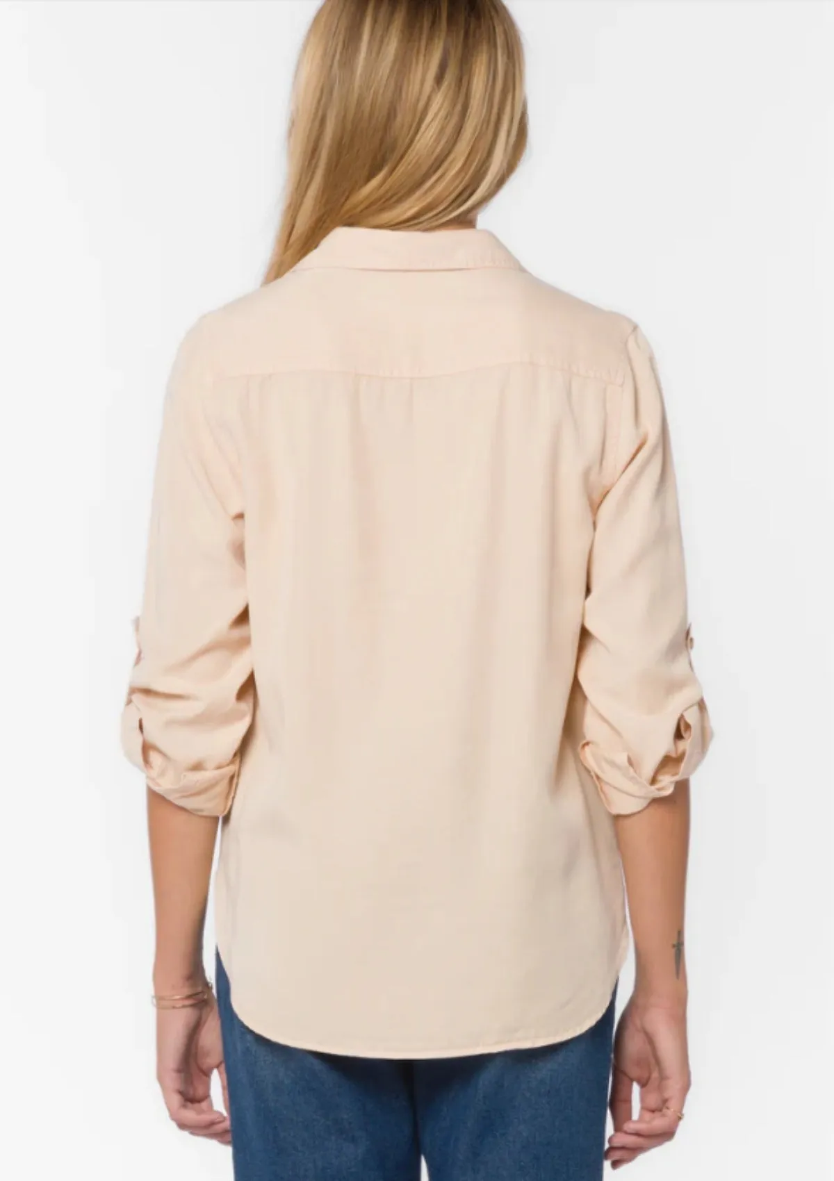 Talma Roll Tab Sleeve Button Front Top