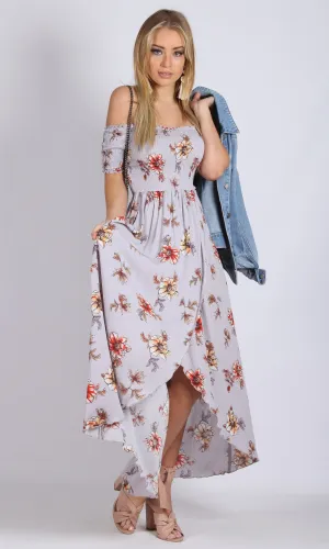 XW16111SS Shirring Off shoulder dress with Split (Pack) On Sale